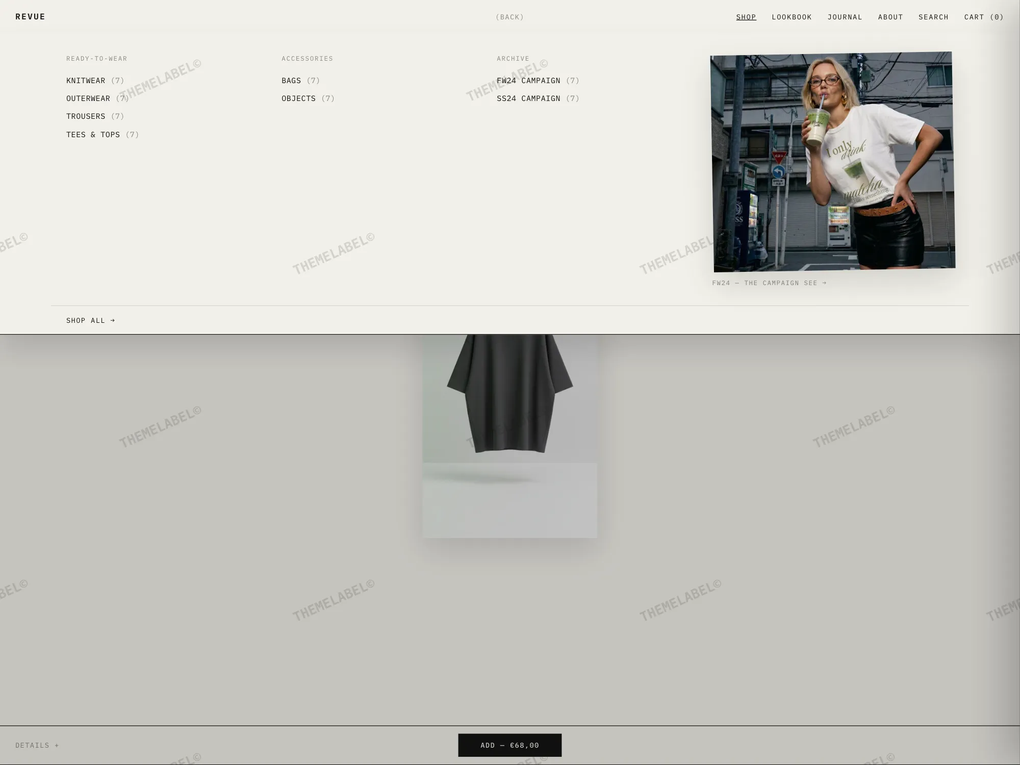 Product page with composition metafields and price corner
