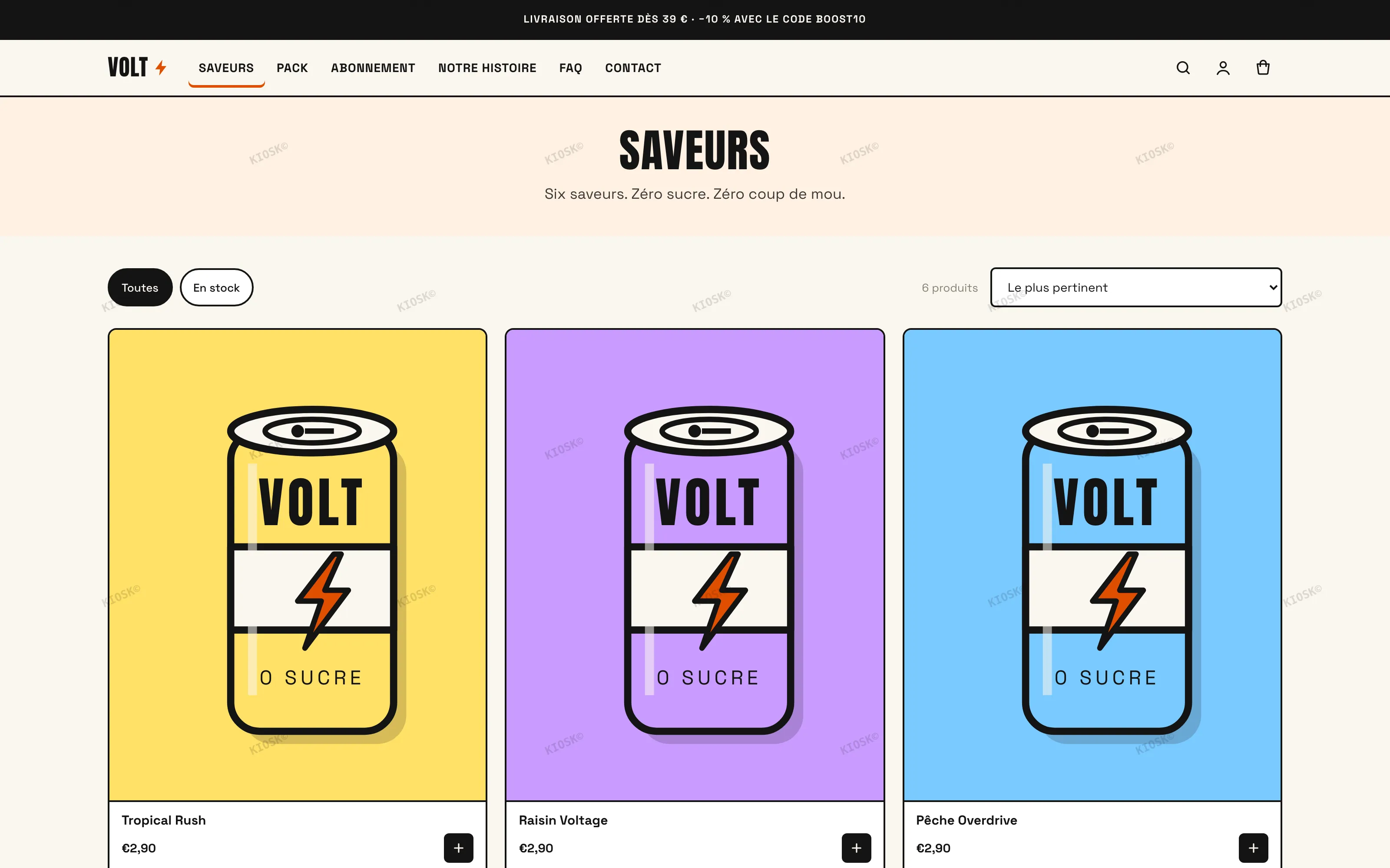 VOLT, collection avec filtres