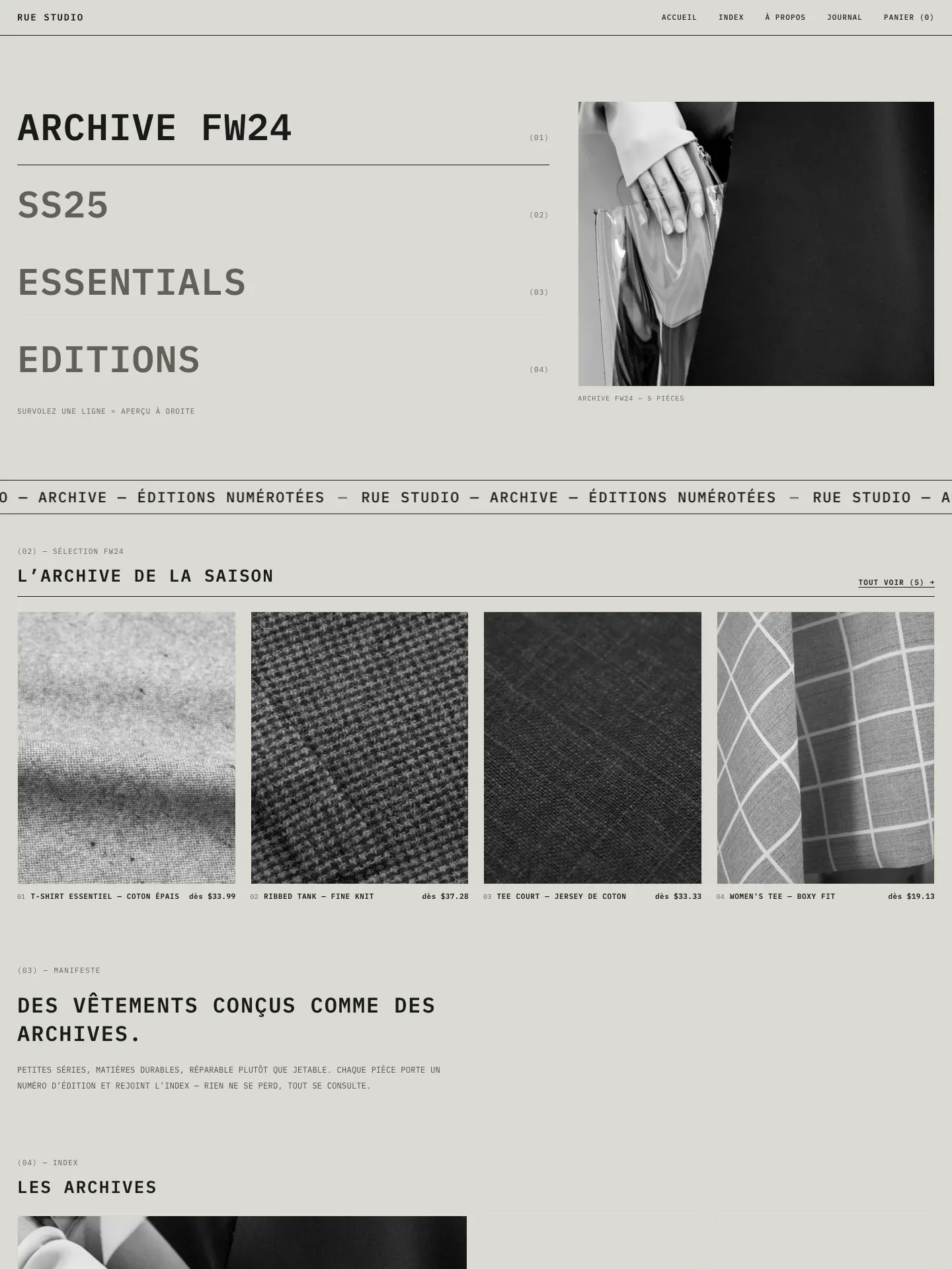 ARCHIVE — page d’accueil de la boutique de démonstration