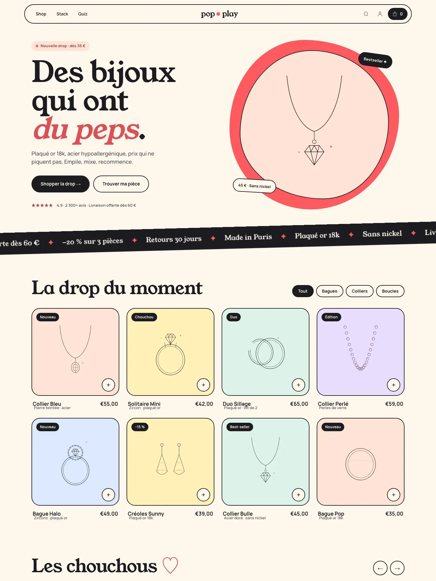 POP — page d’accueil de la boutique de démonstration
