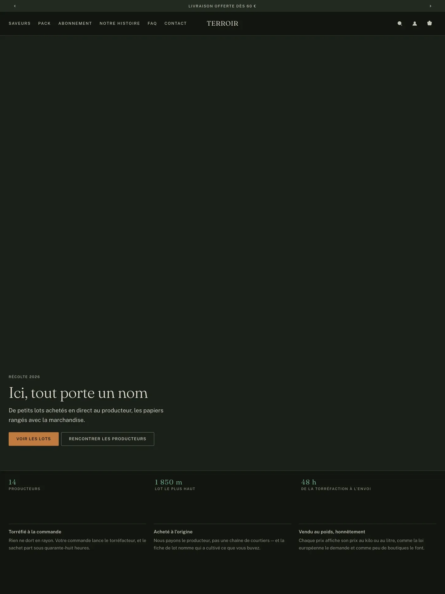 TERROIR — page d’accueil de la boutique de démonstration