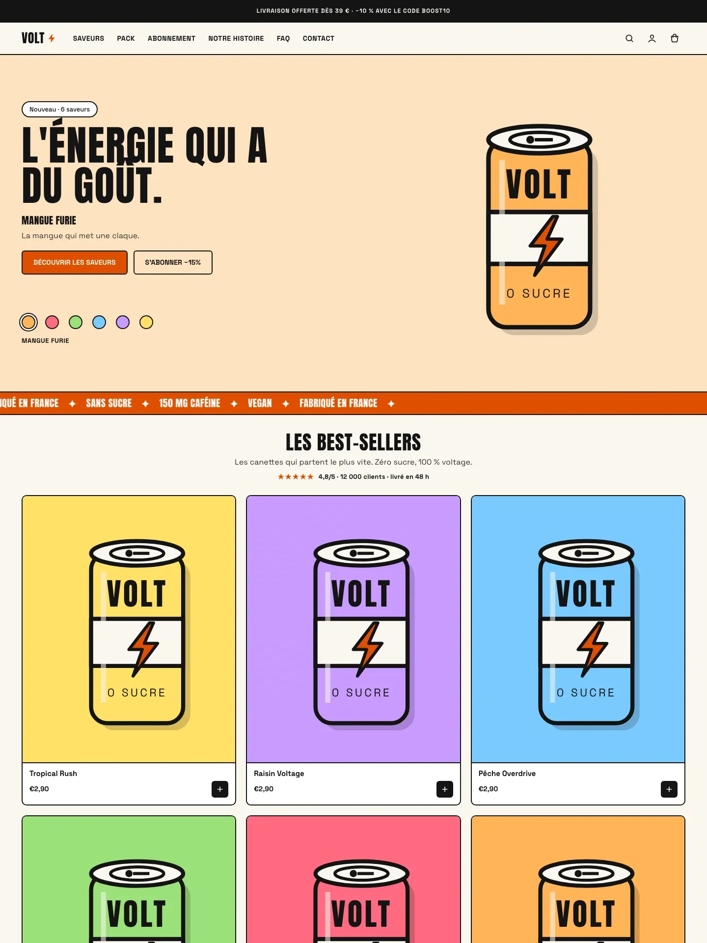 VOLT — page d’accueil de la boutique de démonstration
